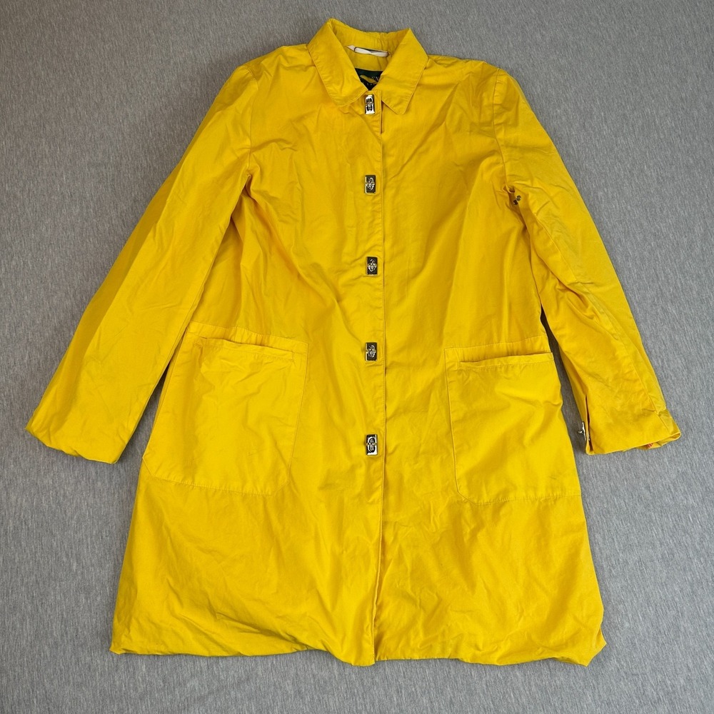 Lauren Ralph Lauren Yellow Cotton Trench Coat Womens M Turn-Lock Mac Jacket
